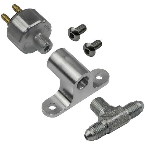 Brake Light Switch Kit; With Billet Mounting Bracket & -3AN Tee; 5 Pieces