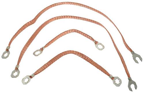 1969 Camaro, Nova; Ground Strap Set; 8 Cylinder; for Engine & Subframe Grounding; 4 Piece Set