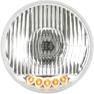 ULTRALIT 7" Round Halogen Headlight w/ 10 Amber LED Position Lights