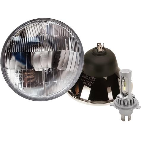 Delta Lights; Classic 5-3/4" Round High/Low Beam Headlight Kit; Domed Lens; 25W, 6,000K LED Bulbs