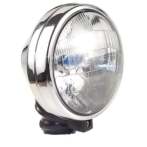 Delta Lights; Bolt-on 5-3/4" Round High/Low Beam Headlight Kit w/ Blinker; w/ Halo; Black