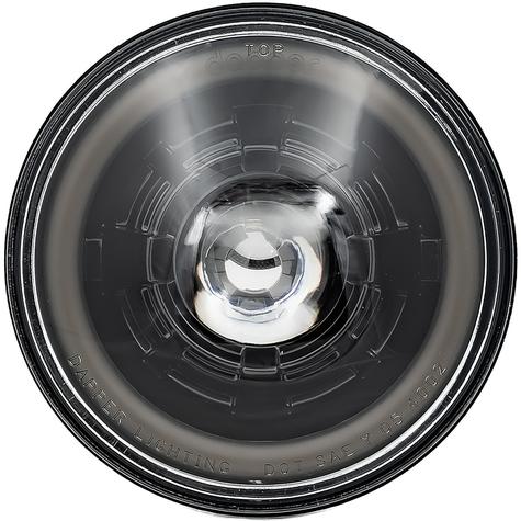Dapper Lighting; LED Seven Projector Headlight; High/Low Beam; Black Housing; Clear Glass Lens; Smoked HDR Switchback Ha