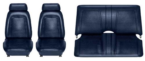 1969 Firebird; Complete Front/Rear Upholstery Set; Standard Interior; Buckets w/ Fixed Rear Seat; Dark Blue