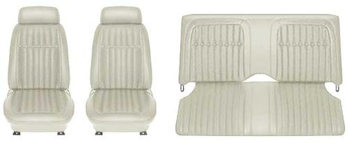 1969 Firebird Deluxe; Complete Front/Rear Upholstery Set; Buckets w/ Fixed Rear Seat; Parchment