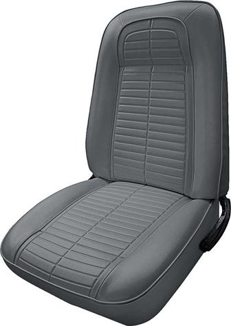 1967-69 Custom Leather Front Upholstery For Standard Interior Coupe/Convertible Models; Light Gray