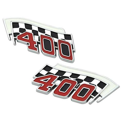 F1200 - 1959-78 Buick, Olds, Pontiac; 400 Fender Flag Emblems; LH & RH Pair; Custom Applications
