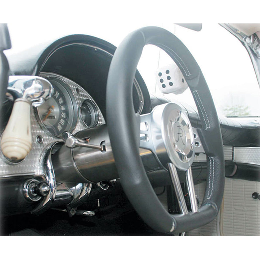 1955 T-Bird Floor Shift Tilt Column: Aftermarket Wheel - Paintable Mill Finish