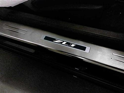 2010-15 Camaro ZL1 - Illuminated Door Sill Plate Kit w/ Single Color LED - WHITE (Brushed Silver)