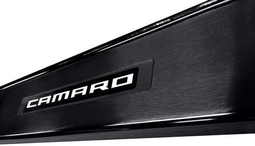 2010-15 Camaro - Illuminated Door Sill Plate Kit w/ Single Color LED - WHITE (Brushed Black Finish)