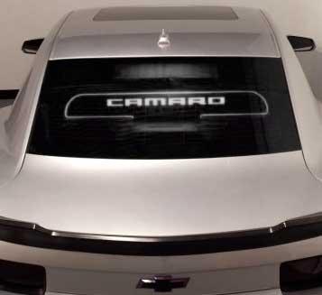 2010-15 Camaro Coupe - Windrestrictor Brand Glow Plate with Camaro Text and White LED