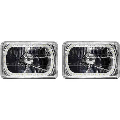 Redline 4" x 6" Rectangular Elite Diamond Headlamps w/Single Color Halo - w/Blue H4 Halogen Bulbs