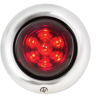 Baby Bullet Tail Light Assembly; Stainless Bezel; Glass "Beehive" Lens; 7 Super-Bright LEDs; Red