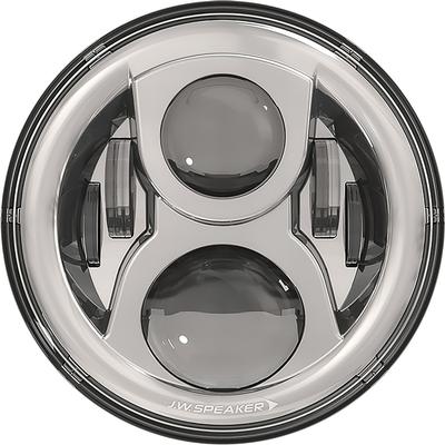 JW Speaker; Model 8700 EVO 2 Dual Burn; LED Projector Headlight; High/Low Beam; 7-Inch Round; Chrome Inner Bezel
