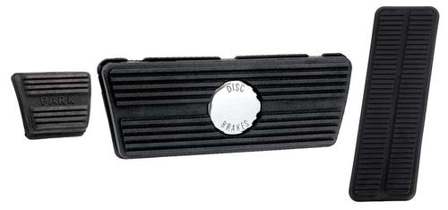1967-77 GM Pedal Pad Kit With Disc Brake Emblem; Auto Trans; 3-Piece Kit