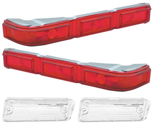 1966 Chevy Impala; Tail Lamp & Back Up Lamp Lens Set; RH & LH; Pair; Reproduction
