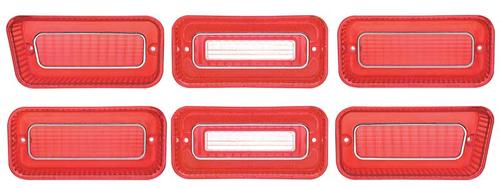 1969 Impala, Caprice; Tail Light Lens & Back Up Light Lens Set; 6 Piece Set