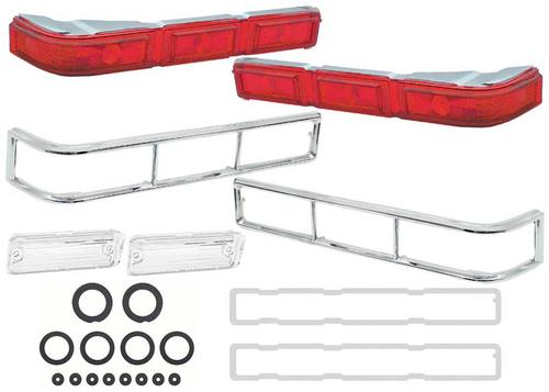 1966 Impala; Complete Tail Lamp Lens, Bezels, Backup Lens, & Gasket Kit