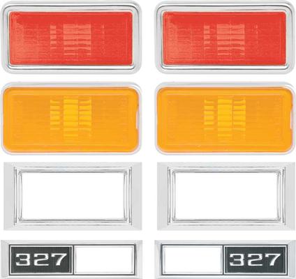1969 Nova Side Marker/Bezel Kit 327 Amber/Red