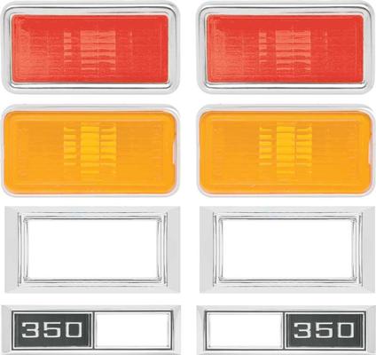 1969 Nova Side Marker/Bezel Kit 350 Amber/Red