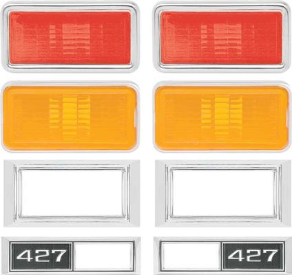 1969 Nova Side Marker/Bezel Kit 427 Amber/Red
