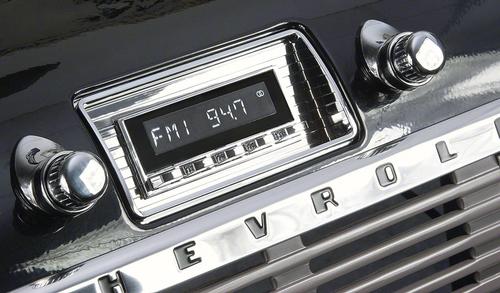 1947-53 GM Truck Laguna AM/FM Radio - Chrome Radio, with Buttons, Knobs and Chrome Radio Bezel
