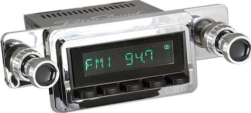 1964-66 RetroSound Long Beach Series Radio- Black Face and Buttons - Chrome Bezel - Black Dot Knobs