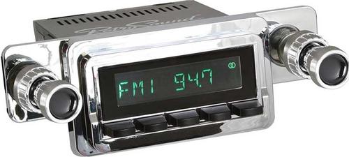 1964-66 RetroSound Long Beach Series Radio - Chrome Face/Black Buttons/Chrome Bezel/Black Dot Knobs