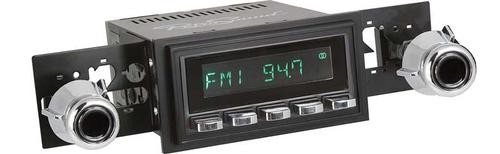 1969-73 RetroSound Long Beach Series Radio - Black Face/Chrome Buttons/Black Bezel/Black Dot Knobs