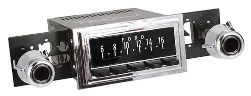 1969-73 RetroSound Long Beach Series Radio - Chrome Face/Black Buttons/Chrome Bezel/Black Dot Knobs