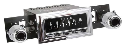 1969-73 RetroSound Laguna Series Radio - Chrome Face/Chrome Buttons/Chrome Bezel/Black Dot Knobs