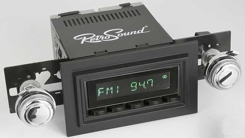 1974-86 RetroSound Laguna Series Radio - Black Face/Black Buttons/Black Bezel/Chrome Knobs