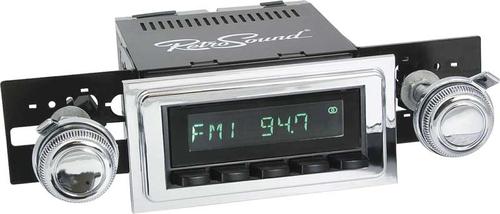 1967-68 Full Size Chevrolet Long Beach Radio w/SiriusXM - Black Radio/Buttons w/Chrome Bezel & Knobs