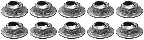 Thread Cutting Pal Nut, 1/4" Stud Size, Hex Washer Head, Zinc Plated, 10 Piece Set