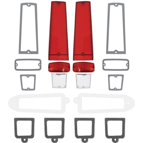 1966; Plymouth Valiant; Tail Lamp Lens & Gasket Kit; w/ Back-up Lenses; 18-Piece Set