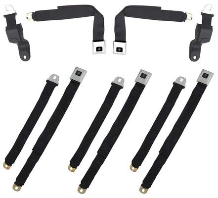 1968-69 Camaro / Firebird; Retractable Seat Belt Set; Deluxe Interior; Black with Chrome Latches; 5-Piece Set