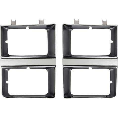 1983-84 GMC; Pickup; Jimmy; Suburban; Headlamp Bezels; Dual Headlamp; Argent Silver & Dark Gray Metalic; LH & RH; Pair