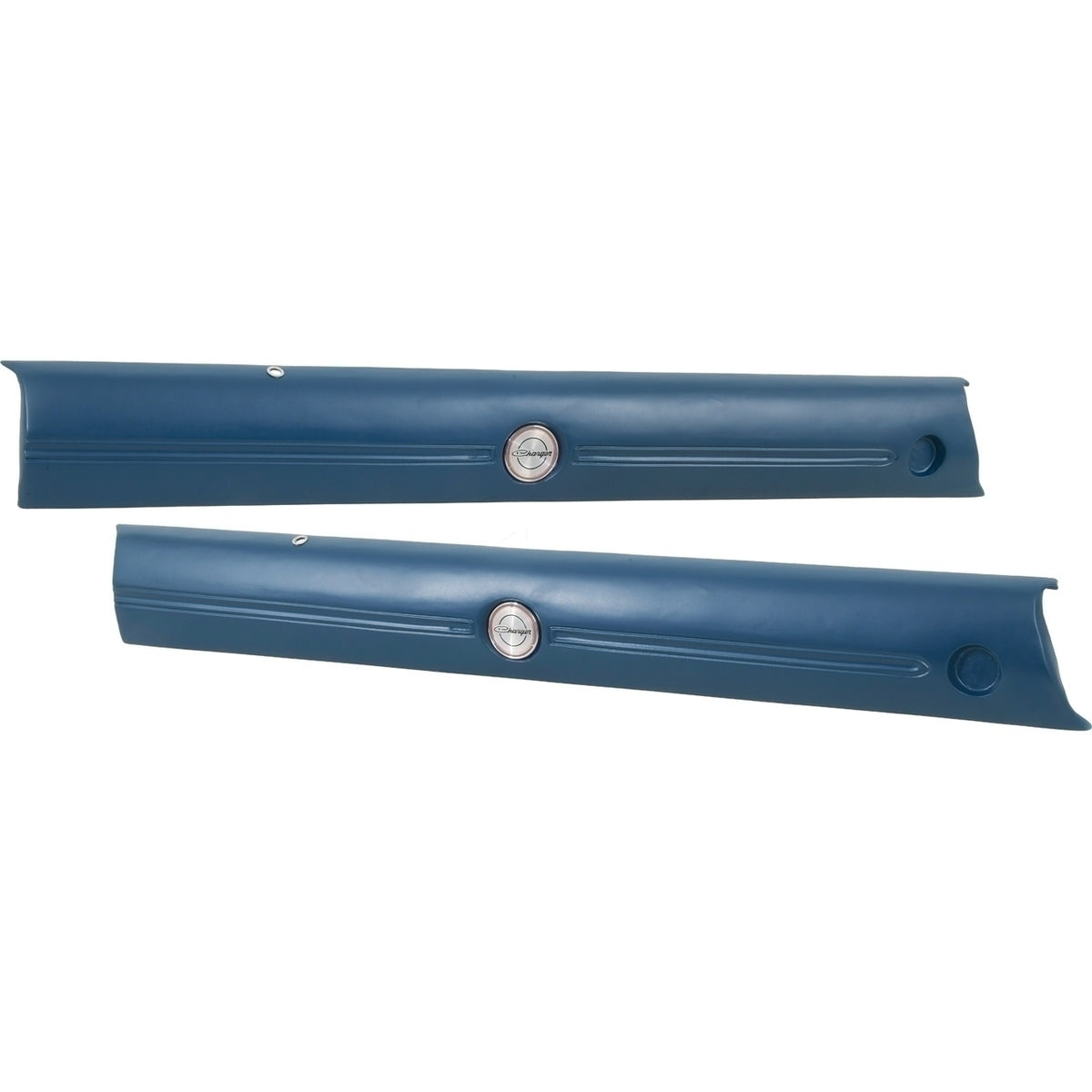 MD705338 - 1969 Charger Front Upper Door Panels ; Blue ; with Emblems ; Pair