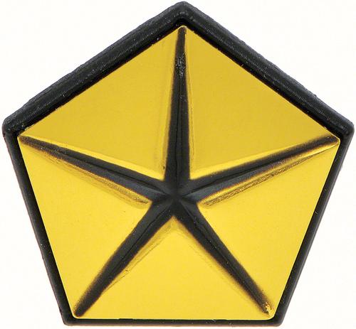 MD7087 - 1967-72 Chrysler, Plymouth, Dodge; Mopar Pentastar Front Fender Emblem; Gold; RH