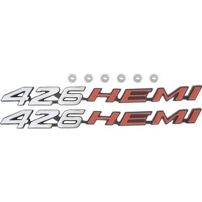 ME1019 - 1970-71 Challenger; 426 HEMI Hood Emblem; For Shaker Hood; Matched Pair; LH and RH Sides