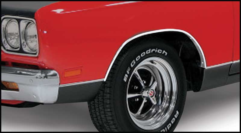 MN1482 - 1969 Plymouth GTX; Wheel Opening Molding Set; Front and Rear; 4 Piece Set; Made In USA