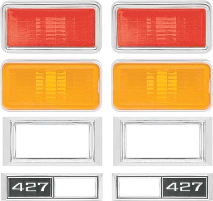 1969 Nova Side Marker/Bezel Kit 427 Amber/Red