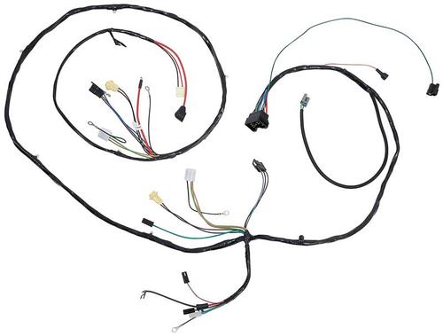 1970 Chevrolet Nova; Front Light Wiring Harness; 8 Cylinder; 307vi, 350ci, 396ci; 454ci; with Warning Lamps; with RH Int