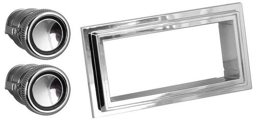 1967-68 Mustang RetroSound Chrome Radio Bezel/Black Lined Knobs