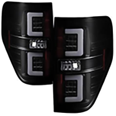 2009-2014 Ford F150; Version 2 Light Bar LED Tail Lights; Black Smoke