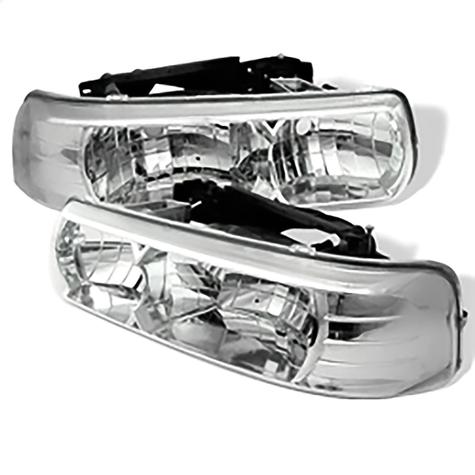 1999-2002 Chevrolet Silverado 1500HD/2500HD; Crystal Headlights; Chrome