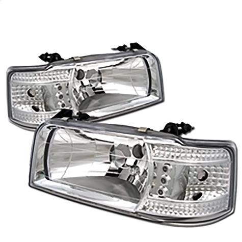 1992-1996 Ford F150 & Ford Bronco; LED Crystal Headlights; Chrome