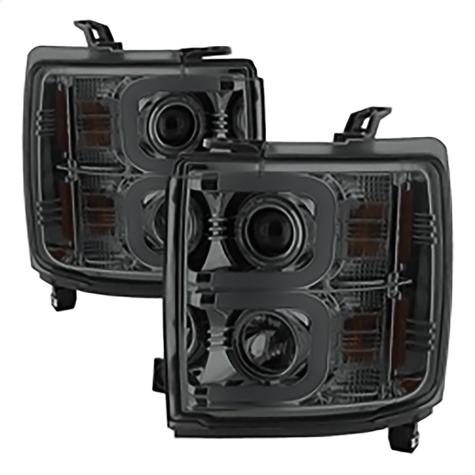 2015-2019 Chevrolet Silverado 2500/3500 HD; Projector Headlights; Light Bar DRL; Smoke