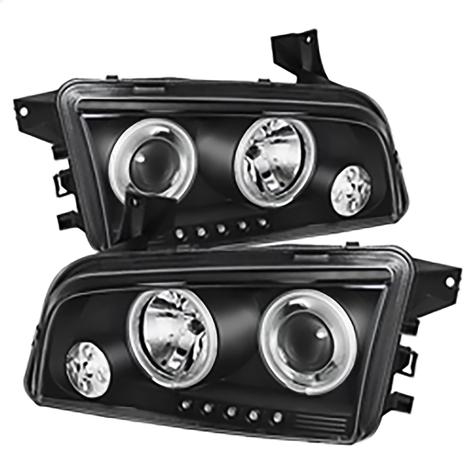 2006-2010 Dodge Charger; Projector Headlights; Halogen Model Only; CCFL Halo; Black