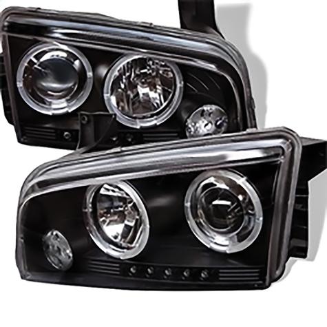 2006-2010 Dodge Charger; Projector Headlights; Halogen Model Only; Black