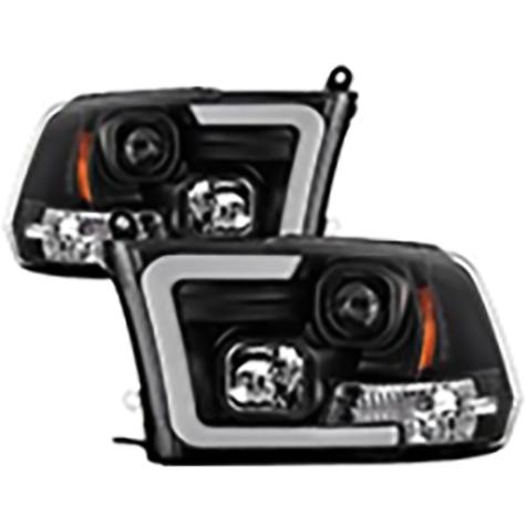 2010-2019 Dodge Ram 1500/2500/3500; Version 2 Projector Headlights; Halogen Model Only; Black